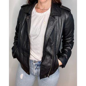 Lucky Brand Genuine Leather Jacket womens Black sm